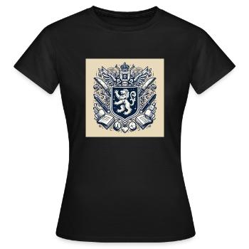 Armoiries avec un lion - T-shirt Femme - noir - Devant - AI Model Female 172 dark (172cm)
