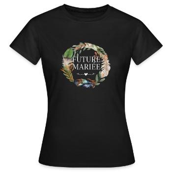 Krone Boho-Blumen für die zukünftige Braut - Frauen T-Shirt - Schwarz - Vorne - AI Model Female 172 dark (172cm)