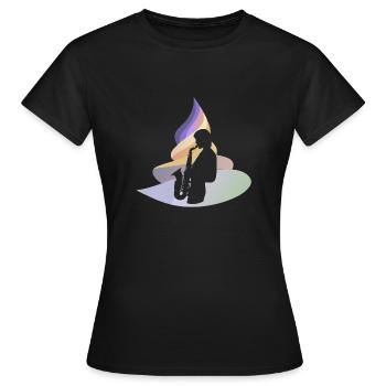 Jazz Wind Instrument Saxophonist - Women's T-Shirt - black - Front - AI Model Female 172 dark (172cm)