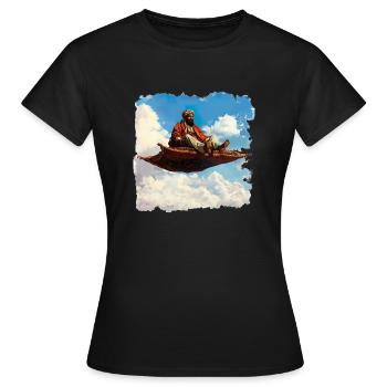The flying carpet is a symbol of freedom - Women's T-Shirt - black - Front - AI Model Female 172 dark (172cm)