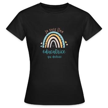 je suis Une éducatrice qui dechire - T-shirt Femme - noir - Devant - AI Model Female 172 dark (172cm)