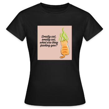 "Smelly Cat Funny Pop Culture Quote Design" - Women's T-Shirt - black - Front - AI Model Female 172 dark (172cm)