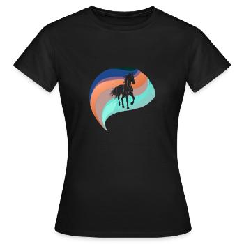 Pferde Pferdekopf Pferdesport - Frauen T-Shirt - Schwarz - Vorne - AI Model Female 172 dark (172cm)