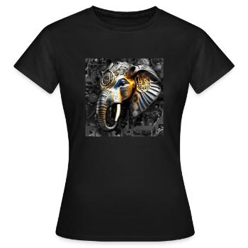 Éléphant de style rétro steampunk - T-shirt Femme - noir - Devant - AI Model Female 172 dark (172cm)