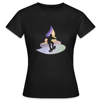 Planche à roulettes Skater Kickflip - T-shirt Femme - noir - Devant - AI Model Female 172 dark (172cm)