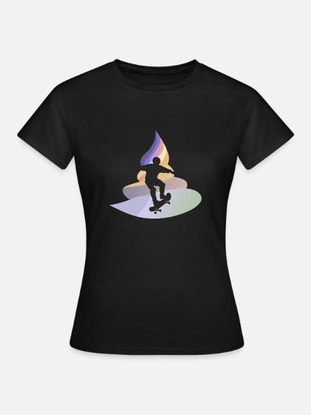 Skateboard Skater Kickflip - Frauen T-Shirt - Schwarz