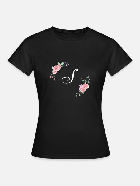 Rosa Blumenbuchstaben s - Frauen T-Shirt - Schwarz