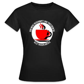 Tous les mugs Antifa - T-shirt Femme - noir - Devant - AI Model Female 172 dark (172cm)
