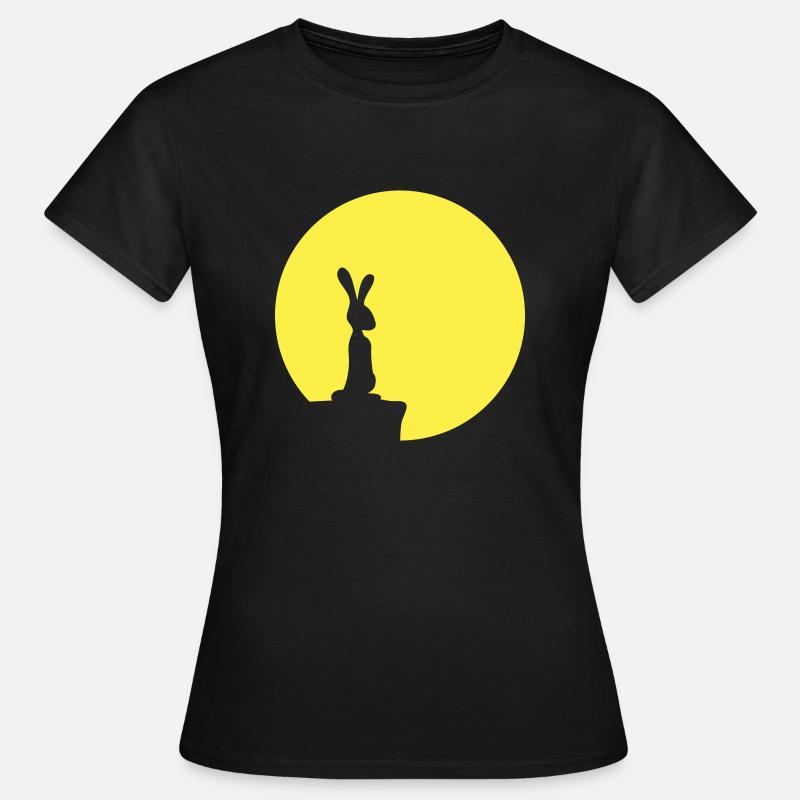 Rabbit Moon Cliff Mountain Night Round Sun Peeps Stands - Women's T-Shirt - black