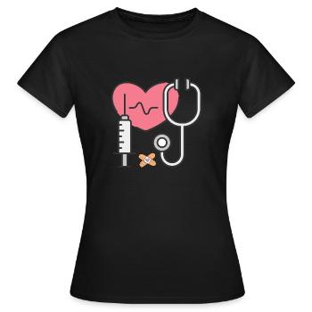 Docteur / Médecin / Hôpital / Médecine / Hopital - T-shirt Femme - noir - Devant - AI Model Female 172 dark (172cm)