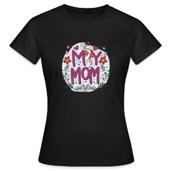 Ma Maman - Amour de l’Art Floral - T-shirt Femme - noir - Devant - AI Model Female 172 dark (172cm)