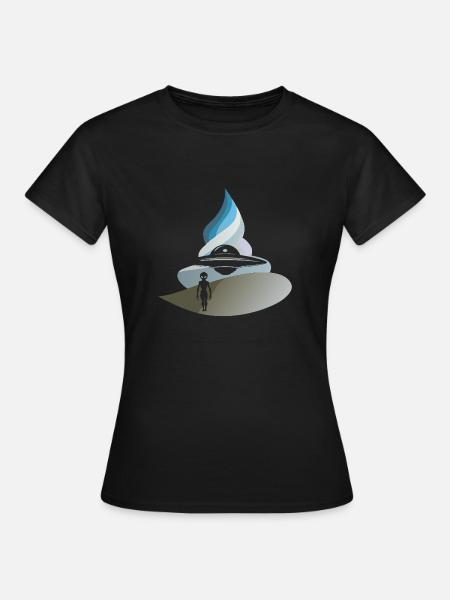 Raumschiff Ufo Mars - Frauen T-Shirt - Schwarz