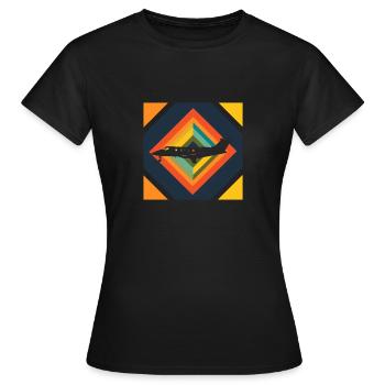 Flugzeug Passagiermaschine Flughafen - Frauen T-Shirt - Schwarz - Vorne - AI Model Female 172 dark (172cm)