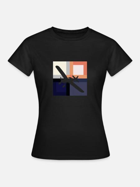 Flughafen Jumbojet Flughoehe - Frauen T-Shirt - Schwarz
