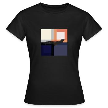 Flugzeug Flugzeugtuer Flughafen - Frauen T-Shirt - Schwarz - Vorne - AI Model Female 172 dark (172cm)
