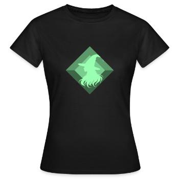 Witch Spell Broom - Women's T-Shirt - black - Front - AI Model Female 172 dark (172cm)