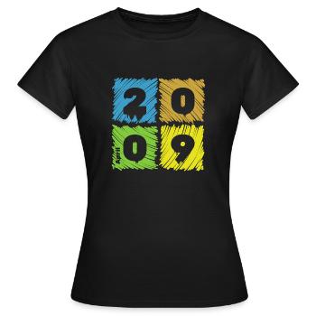 16. Geburtstag Farbige Patches since 04/2009 - Women's T-Shirt - black - Front - AI Model Female 172 dark (172cm)