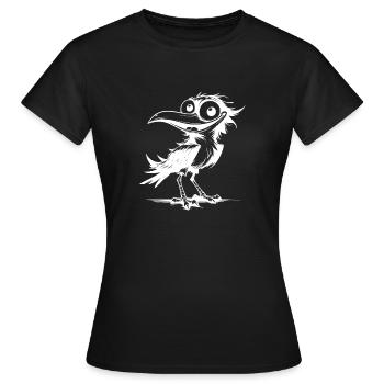 Spaßiger lachender Vogel mit goßen Augen - Frauen T-Shirt - Schwarz - Vorne - AI Model Female 172 dark (172cm)
