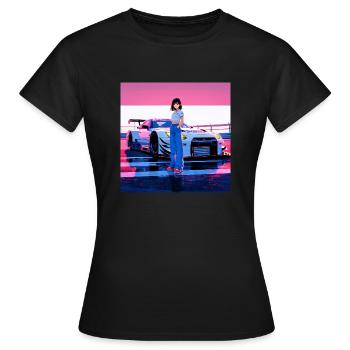 N-dless Nights: Anime Race day - Women's T-Shirt - black - Front - AI Model Female 172 dark (172cm)