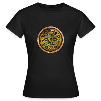 Cosmic Pizza - Women's T-Shirt - black - Front - AI Model Female 172 dark (172cm)