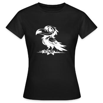 Witziger Rabe mit goßen Augen und großem Schnabel - Frauen T-Shirt - Schwarz - Vorne - AI Model Female 172 dark (172cm)