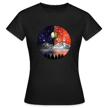 Cosmic Day and Cosmic Night - Women's T-Shirt - black - Front - AI Model Female 172 dark (172cm)