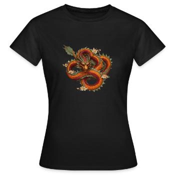 Roter Drache - Frauen T-Shirt - Schwarz - Vorne - AI Model Female 172 dark (172cm)