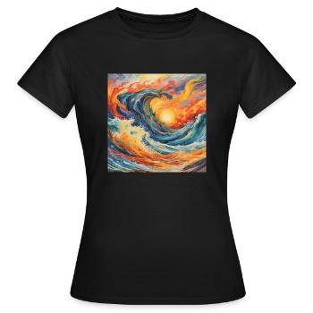 Flammende Flut - Frauen T-Shirt - Schwarz - Vorne - AI Model Female 172 dark (172cm)
