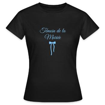 Trauzeugin der Braut Blaue Schleife - Frauen T-Shirt - Schwarz - Vorne - AI Model Female 172 dark (172cm)