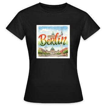 Berlin Aquarell - Frauen T-Shirt - Schwarz - Vorne - AI Model Female 172 dark (172cm)