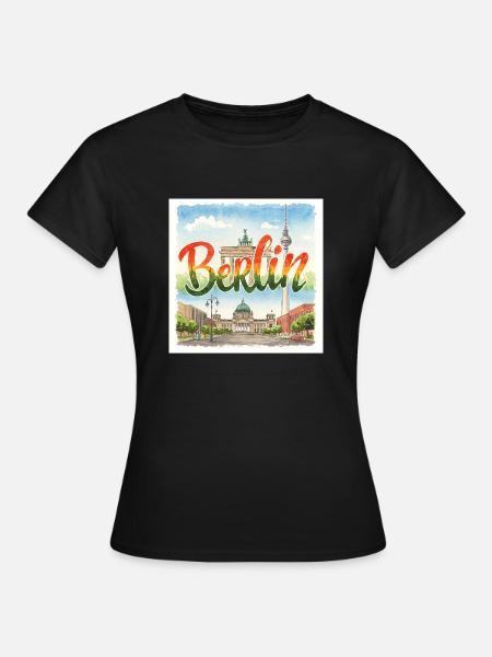 Berlin Aquarell - Frauen T-Shirt - Schwarz
