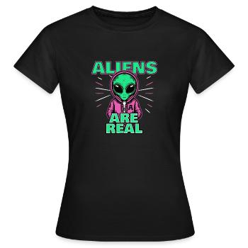 Aliens are Real - Women's T-Shirt - black - Front - AI Model Female 172 dark (172cm)