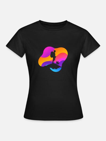 Wandern Gipfel Bergsteiger - Frauen T-Shirt - Schwarz