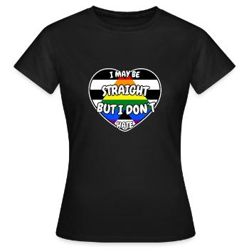 Je suis peut-être hétéro mais je ne déteste pas - T-shirt Femme - noir - Devant - AI Model Female 172 dark (172cm)