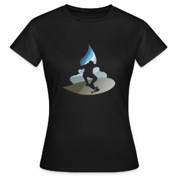 Longboard Kickflip - Frauen T-Shirt - Schwarz - Vorne - AI Model Female 172 dark (172cm)