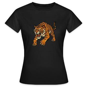 Style de tatouage traditionnel Tiger - T-shirt Femme - noir - Devant - AI Model Female 172 dark (172cm)