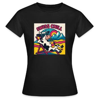 Swiss Chill Life - T-shirt Femme - noir - Devant - AI Model Female 172 dark (172cm)
