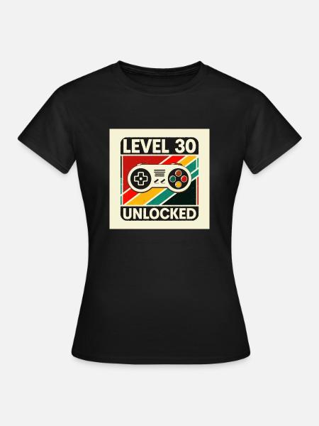 Level 30 Unlocked – Gamer Birthday Tee - Dame-T-shirt - sort