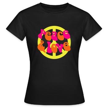 Peace and Love - Frauen T-Shirt - Schwarz - Vorne - AI Model Female 172 dark (172cm)