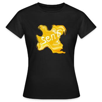 Senf-fleck - Frauen T-Shirt - Schwarz - Vorne - AI Model Female 172 dark (172cm)