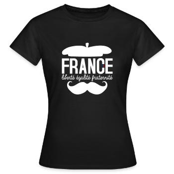 France liberté égalité fraternité Drapeau France - T-shirt Femme - noir - Devant - AI Model Female 172 dark (172cm)