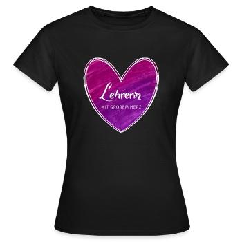 Lehrerin mit großem Herz - Frauen T-Shirt - Schwarz - Vorne - AI Model Female 172 dark (172cm)