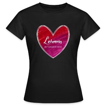 Lehrerin mit großem Herz - Frauen T-Shirt - Schwarz - Vorne - AI Model Female 172 dark (172cm)