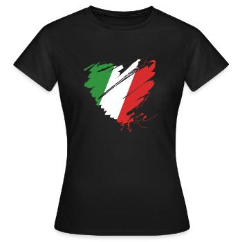 Heart Cuore Italy Italy Calcio Italiano Football - Women's T-Shirt - black - Front - AI Model Female 172 dark (172cm)