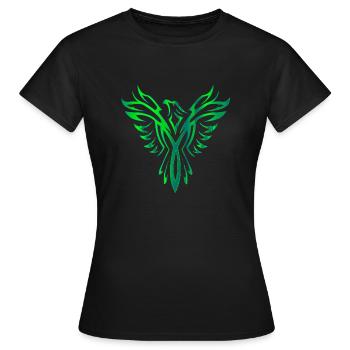 Vogel Phönix Flügel smaragd grün - Frauen T-Shirt - Schwarz - Vorne - AI Model Female 172 dark (172cm)