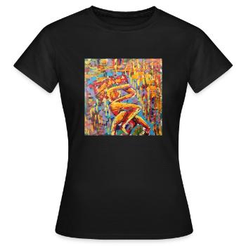 umarmte - Frauen T-Shirt - Schwarz - Vorne - AI Model Female 172 dark (172cm)