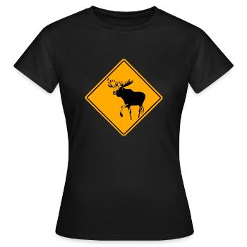 Moose Road Sign - Frauen T-Shirt - Schwarz - Vorne - AI Model Female 172 dark (172cm)
