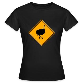 Ostrich Road Sign - Frauen T-Shirt - Schwarz - Vorne - AI Model Female 172 dark (172cm)