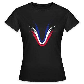 origine fan coups de pinceau france drapeau couleur - T-shirt Femme - noir - Devant - AI Model Female 172 dark (172cm)