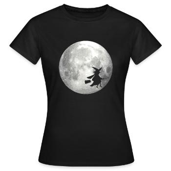 Pleine lune avec sorcière - T-shirt Femme - noir - Devant - AI Model Female 172 dark (172cm)